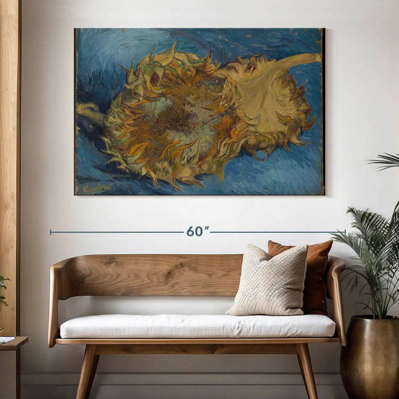 Harnek nature morte avec deux tournesols, H 34 po x l 51 po