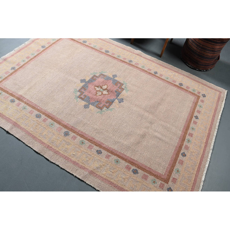 Tapis rétro, tapis Boho, tapis 5,2 x 7,3 pi, tapis marocains, tapis tissés à la main verts, tapis turcs