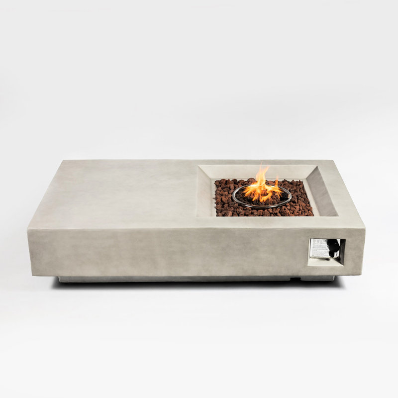 Table de foyer d'extérieur 2 en 1 béton 60 pouces - 50 000 à chaleur, flamme réglable, 22 pieds carrés chauffés, certifié, sécuritaire et propane, gris grand accrédité, approvisionnement, réchauffé, propane, gris
