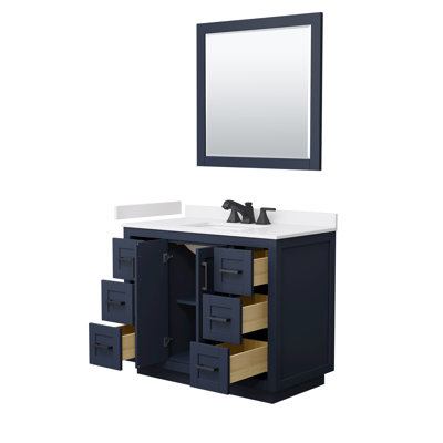 Meuble-lavabo simple autoportant 42 po avec plateau en marbre Miranda