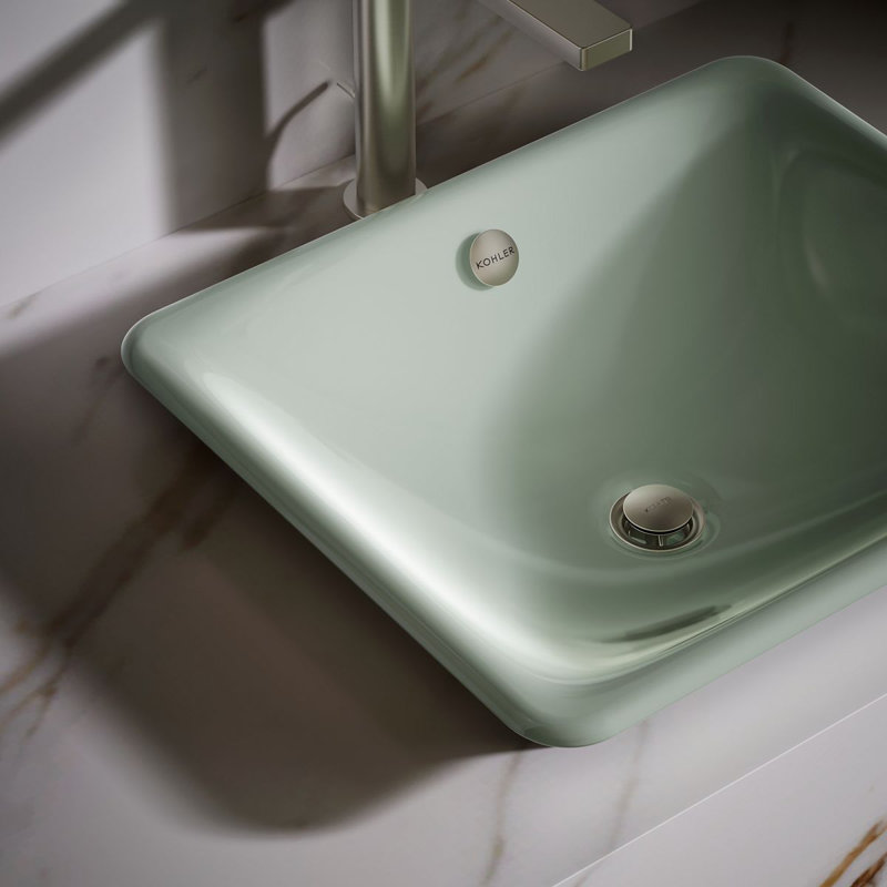 Iron Plains 18-1/2 In. Rectangular Vessel Bathroom Sink, Aspen Green