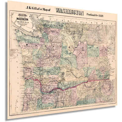 1889 Washington Map Poster Wall Art