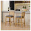 Ensemble de 2 tabourets de bar en bois massif à dossier en rotin avec coussin en lin gris, siège de style nautique à hauteur de comptoir-1414962312-1414962314