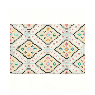 Boho Diamond Geometric Pattern Non-Slip Area Rug, 47"x 31", Bedroom Hallway