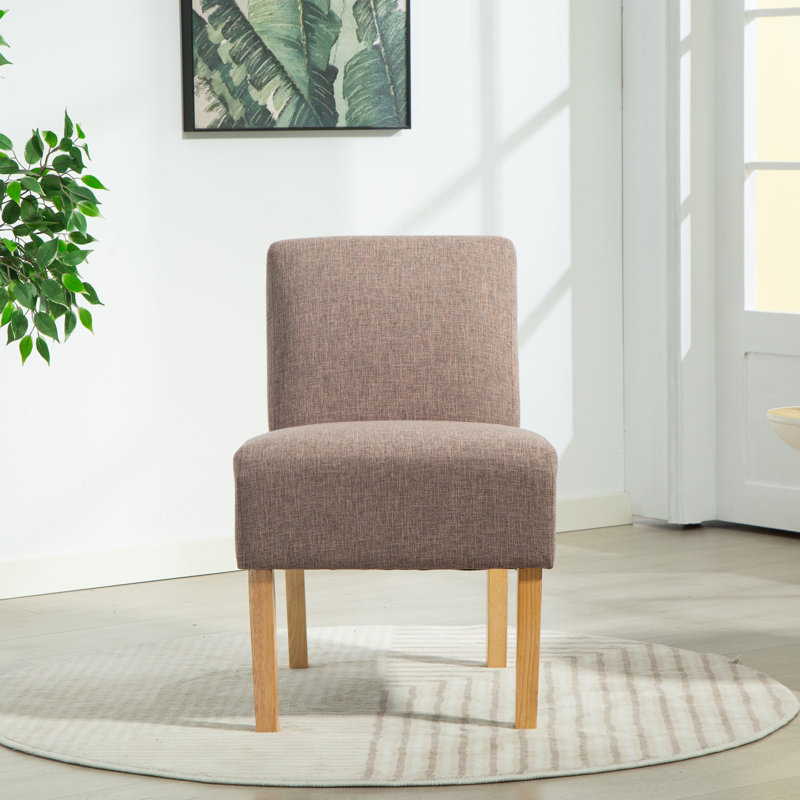 Selina Fabric Armless Accent Chair, Dark Brown
