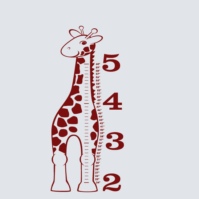 Animals Non-Wall Damaging Growth Chart Decals, Cranberry