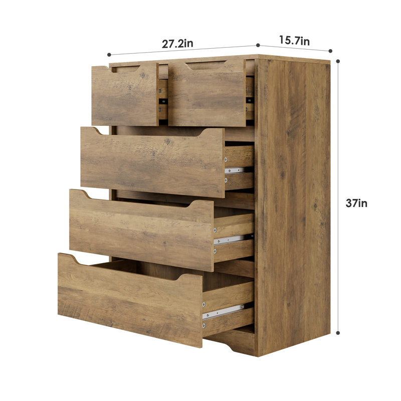 Commode 5 tiroirs Daekwan, Brun