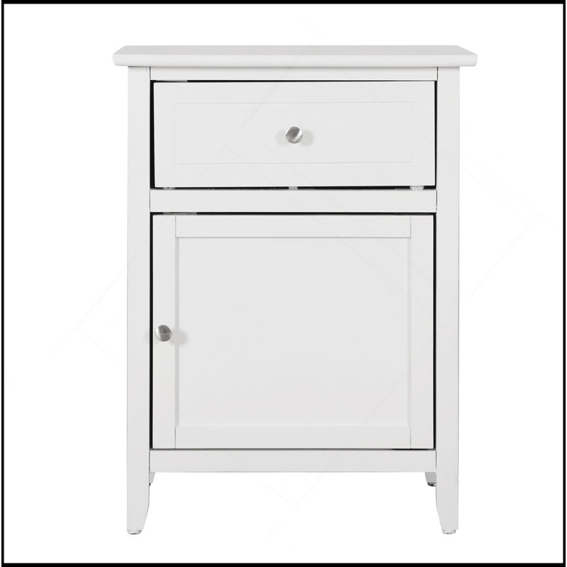 Drawer /1 Door Nightstand, White