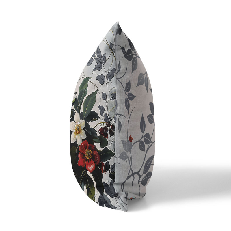 Coussin Vineyard Petals, Vert / Gris, 26"H x 26"W