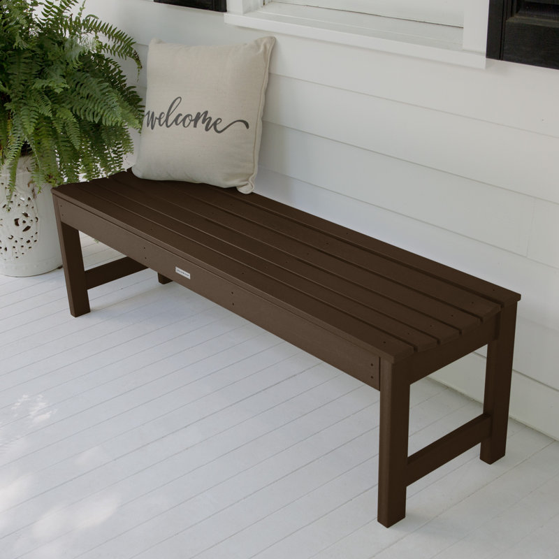 Banc d'extérieur en plastique recyclé Arbnora, H 17,3 po x l 56,8 po x P 15,8 po, Gland de chêne vieilli