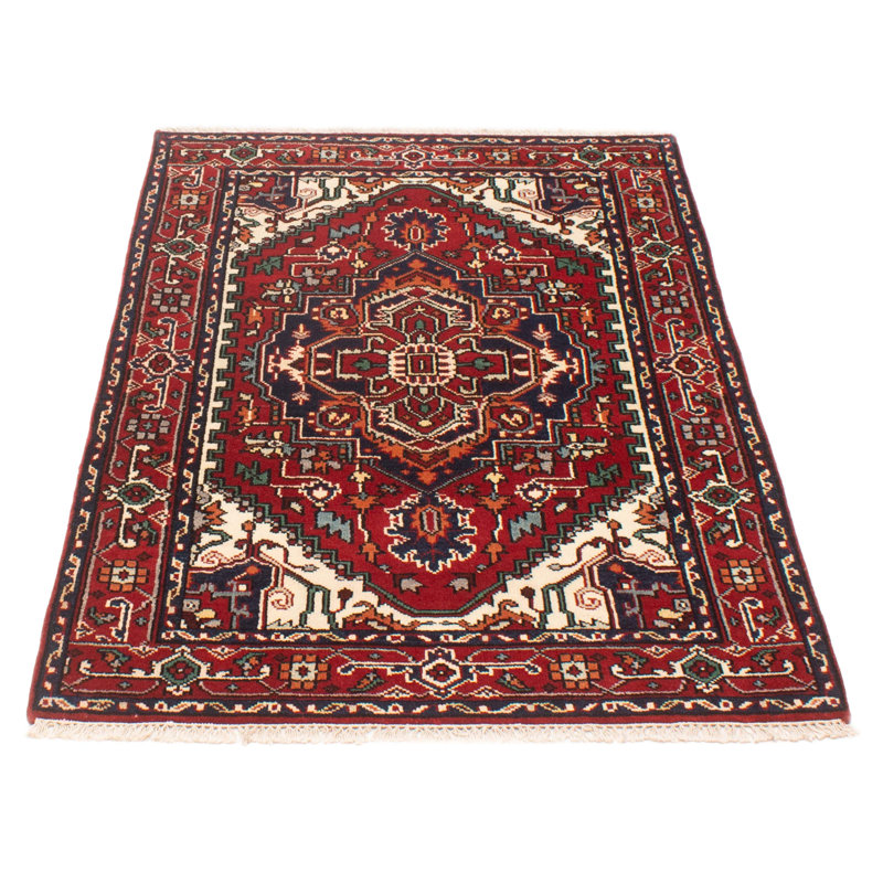 Tapis rouge foncé en laine New Age de conception unique 4 pi x 6 pi 2 po Kurken