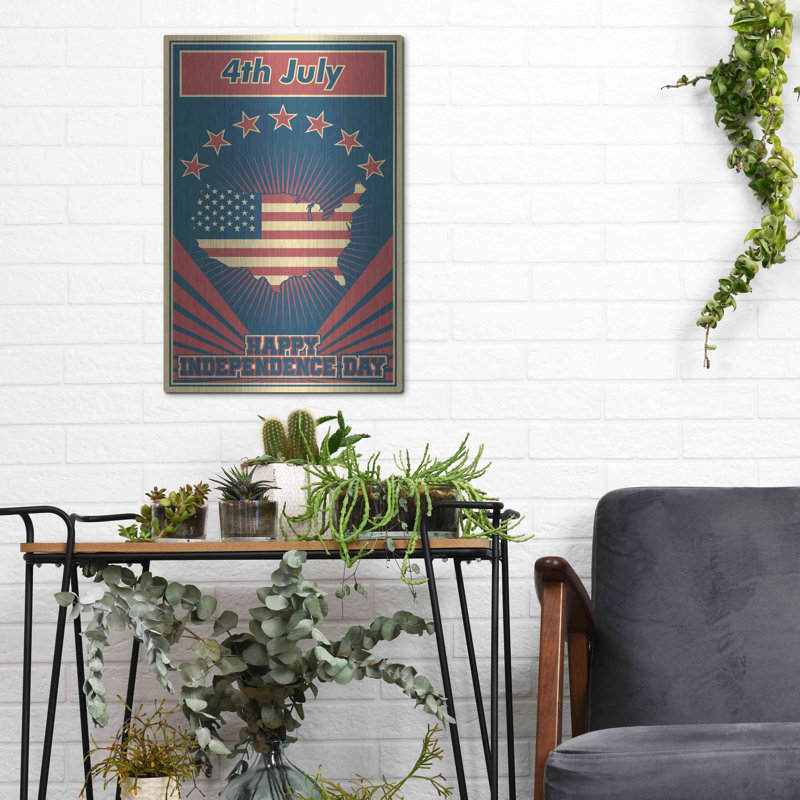 «Independence Day USA», art mural en métal, H 16 po x l 12 po