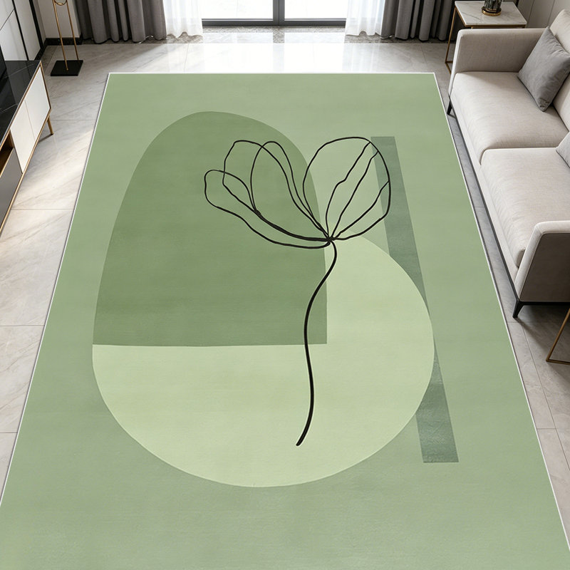 Tapis de sol abstrait géométrique de 1 pi avec libellule vert sauge pour salon doux et confortable