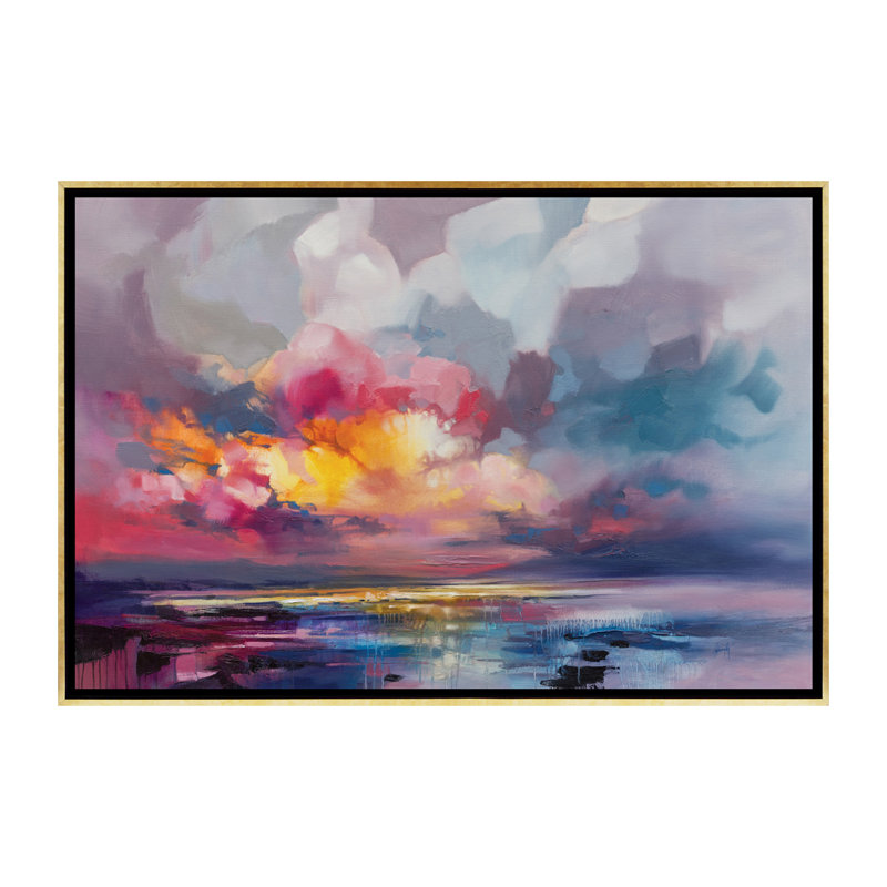 « deplacement » par scott naismith-reproduction d’art, Toile encadrée d'or, H 32 po x l 48 po x P 1,5 po