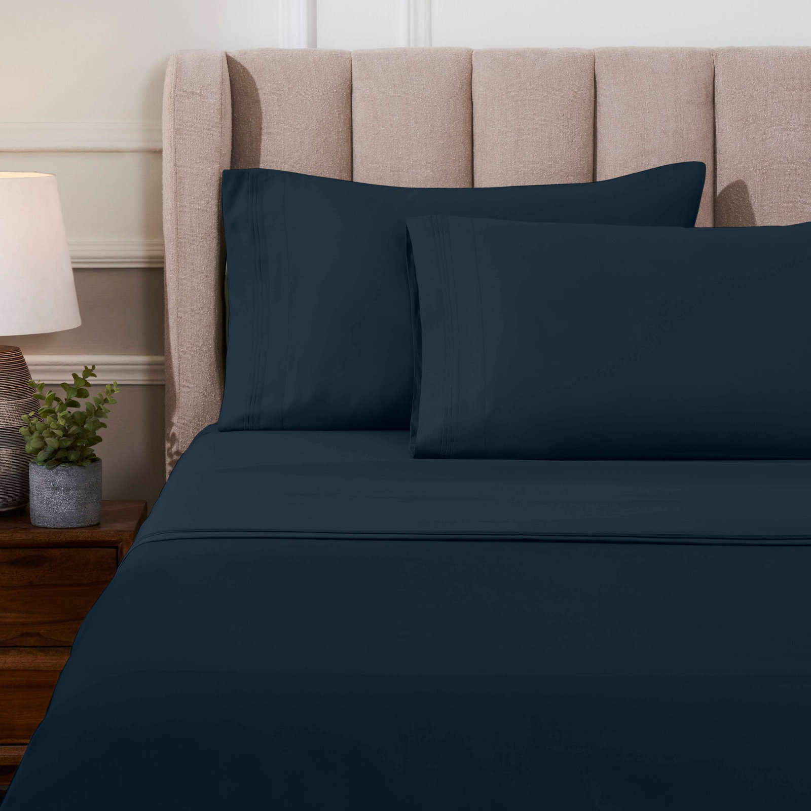 Simba Luxury 1000 Thread Count Egyptian-Quality Cotton Sateen Sheet / Pillowcase Set Collection, Navy Blue