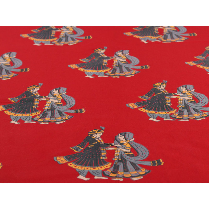 Ensemble de draps en coton rouge Ruby - Handblock