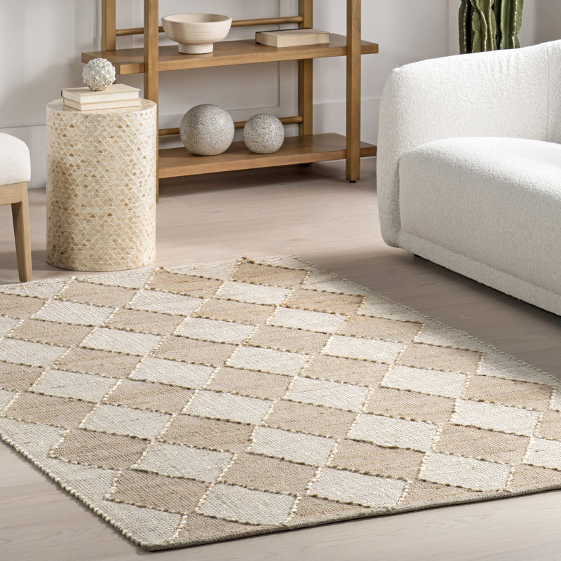 Tapis à rayures en jute Freyja, Rectangle 4pi x 6 pi