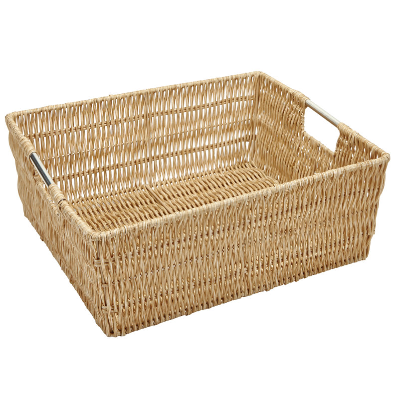 Faux Rattan Vertical Weave Shelf Tote, 5" H x 15" L x 13" D