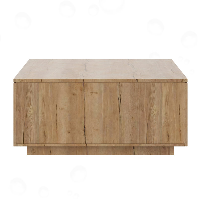 Table basse carrée à 4 tiroirs, Naturel