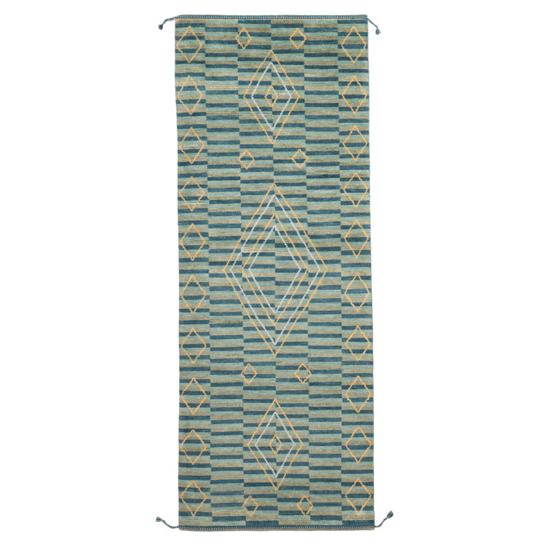 Tapis sarcelle Pak Finest Marrakesh 4 pi 2 po x 12 pi 4 po
