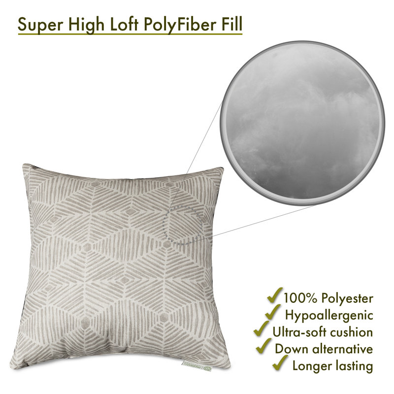 Charlie Geometric Cotton Reversible Throw Pillow, 24" x 24", Beige, Square