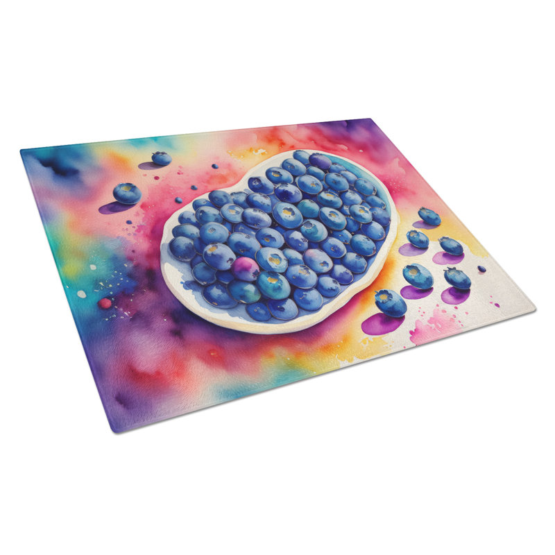 Colourful Blueberries Glass Cutting Board Large