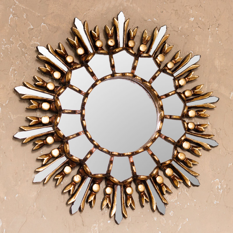 NOVICA Handmade Shiny Sun Wall Mirror