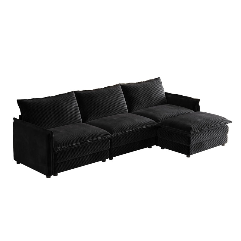 upholstered large-size deep-seat sofa, Black