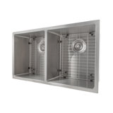 Anton Stainless Steel 33" L x 19" W Double Basin Undermount Kitchen Sink with Basket Strainer