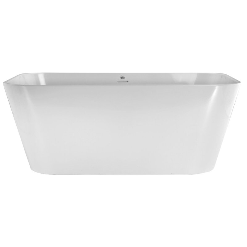 Summerlin 57'' x 31'' Soaking Solid Surface Bathtub, Glossy White, Polished Nickel