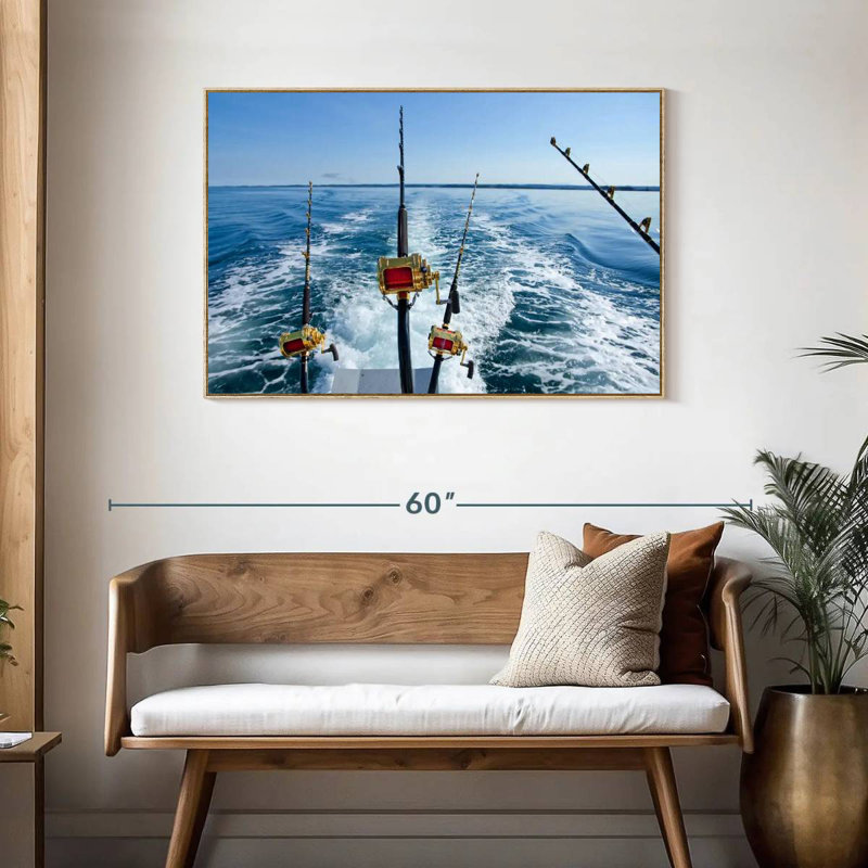 Pêche au gros, Cadre flottant en bois naturel, 43 po x 29 po