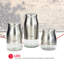 Ensemble 3 pièces de pots en acier inoxydable Home Basics avec base vitrée transparent, argent