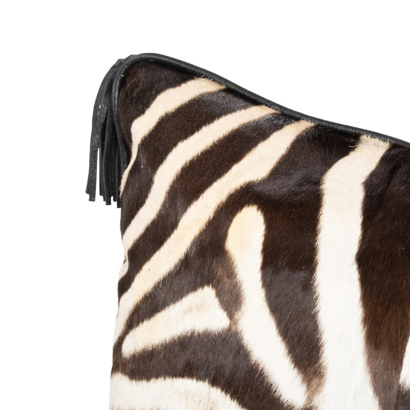 Hide Quarter-Panel Pillow with Leather Trim
