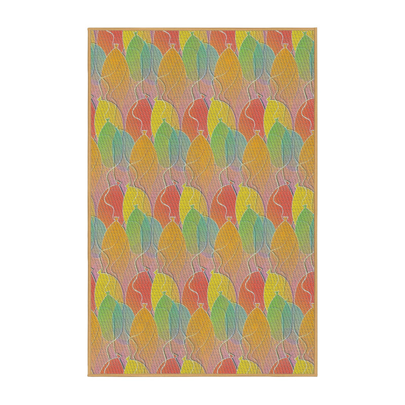 Tapis vert/rouge à motifs, Rectangle 5 pi x 7 pi