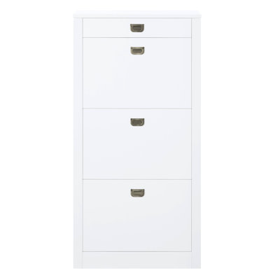 Bailey White High Gloss Shoe Cabinet with 4 Drawers