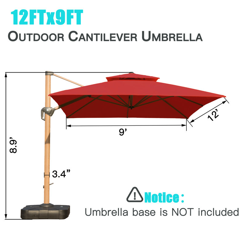 Diahn 138.19'' x 101.18 '' Rectangular Cantilever Umbrella, Red