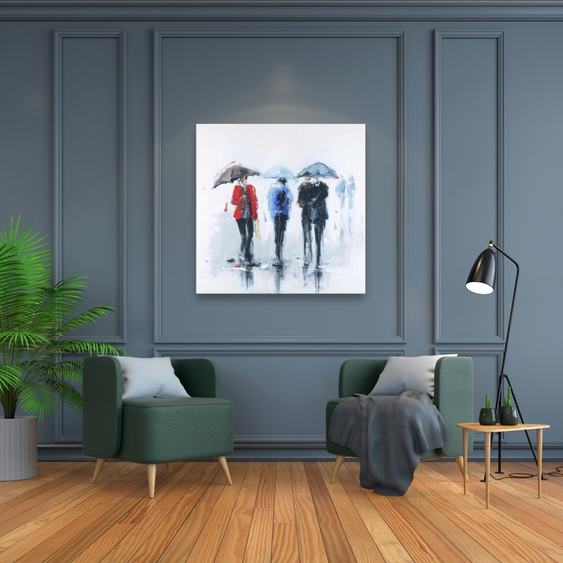 Spring Shower - Red Contemporary Canvas for Home Decor