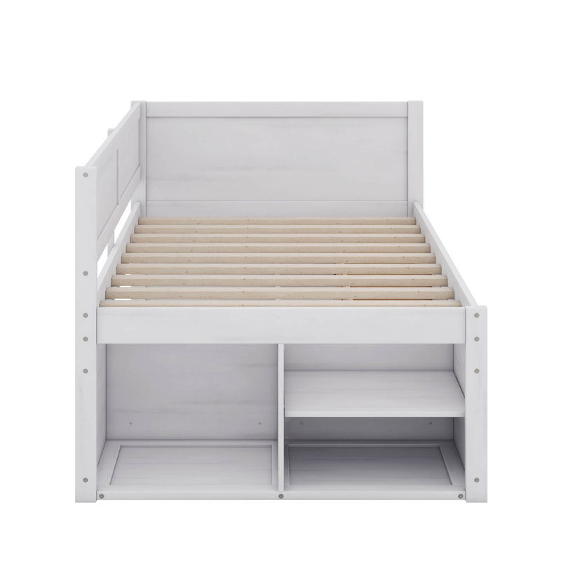 Lit de jour avec tiroirs et tablettes, Lit simple, Blanc