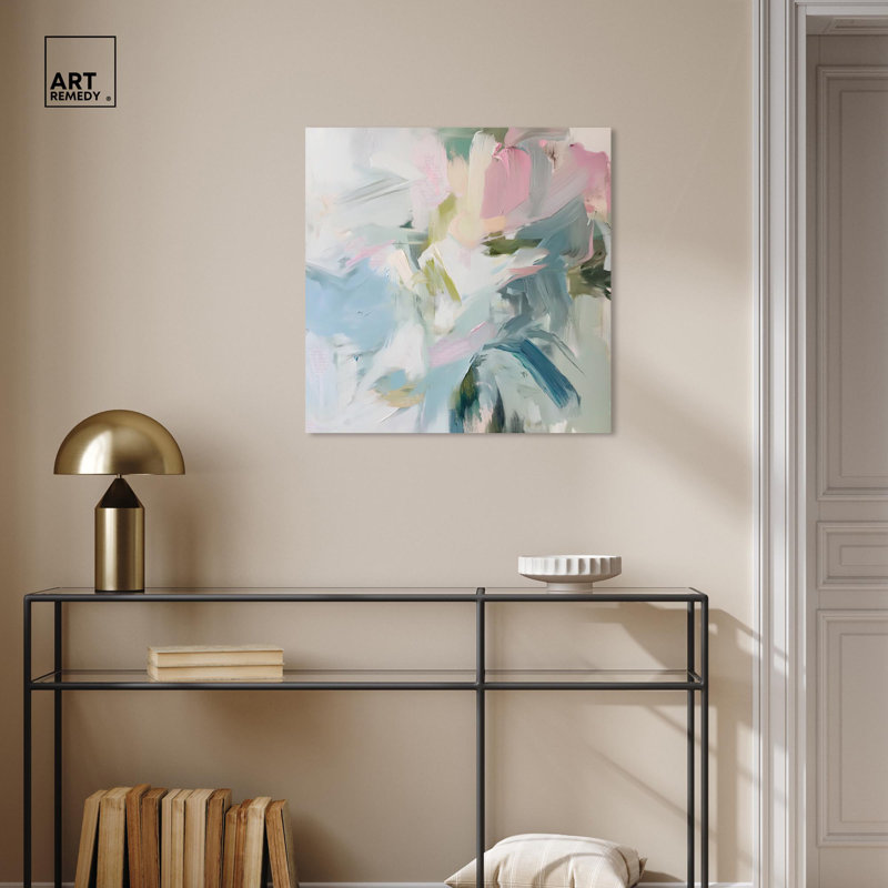 Élégante toile abstraite verte, art coloré moderne par Art Remedy, Toile tendue, H 24 po x l 24 po x P 1,5 po