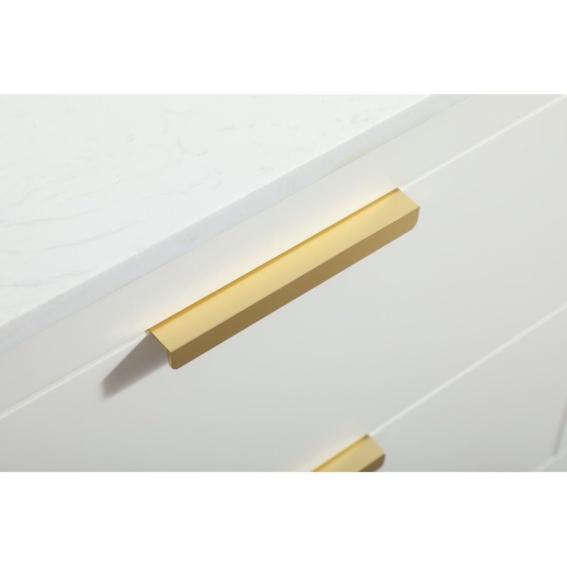 Larkin 48'' White Solid Wood Single Bathroom Vanity with Engineered Marble Top