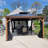 PURPLE LEAF Hardtop Gazebo for Patio Wood Grain Galvanized Steel with Netting-82512211