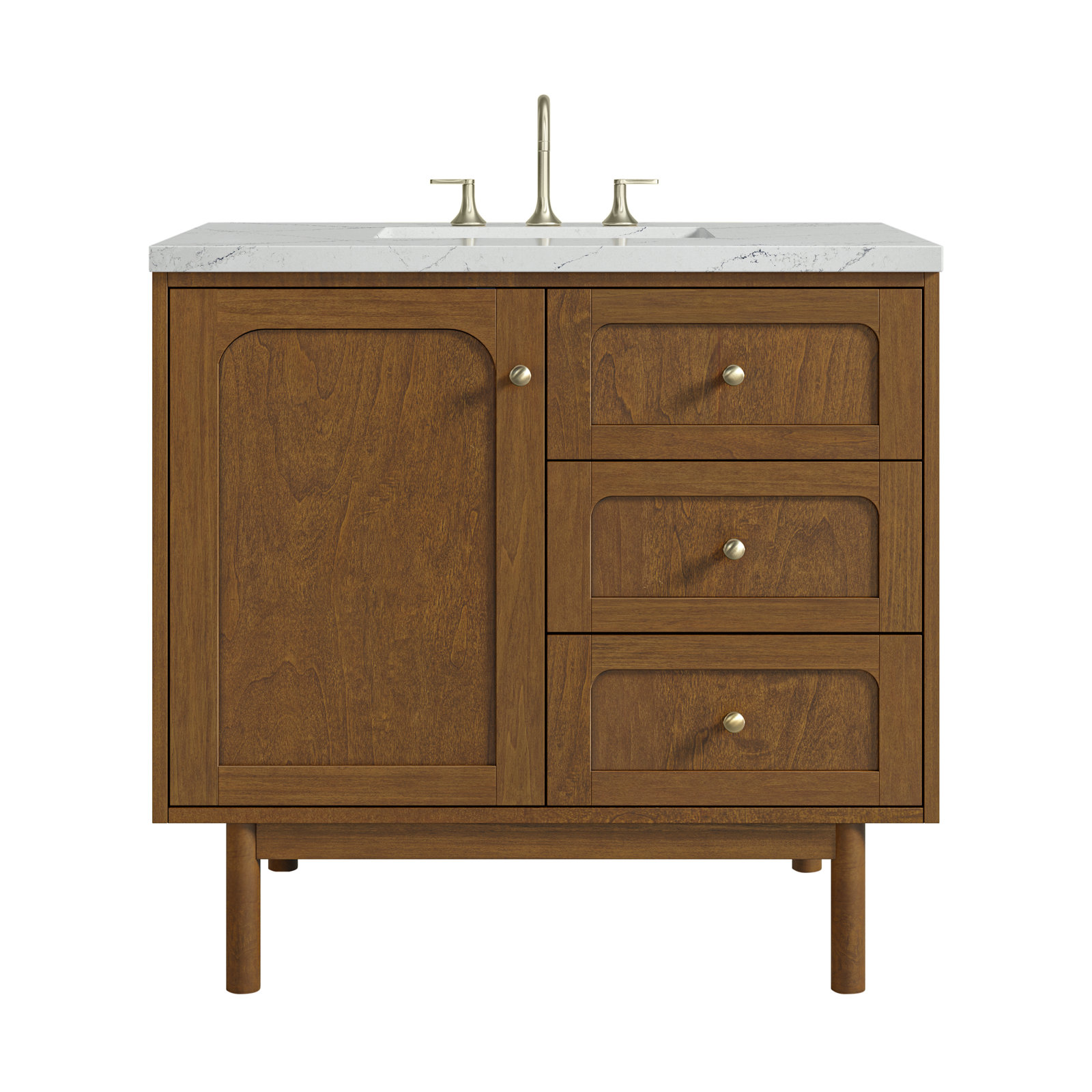 Laurent 36'' W Single Vanity, Ethereal Noctis, 8" Widespread, Honey Brown