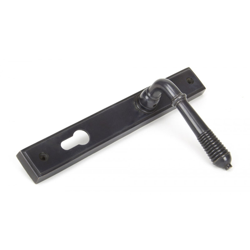 Reeded Lock Door Handle Kit, Aged Bronze