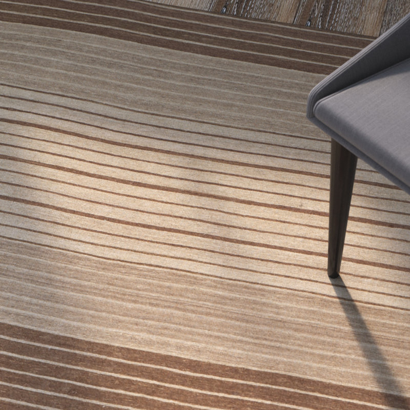 Tapis en laine / coton tissé à la main Cruz / brun / beige, Rectangle 8 pi x 10 pi