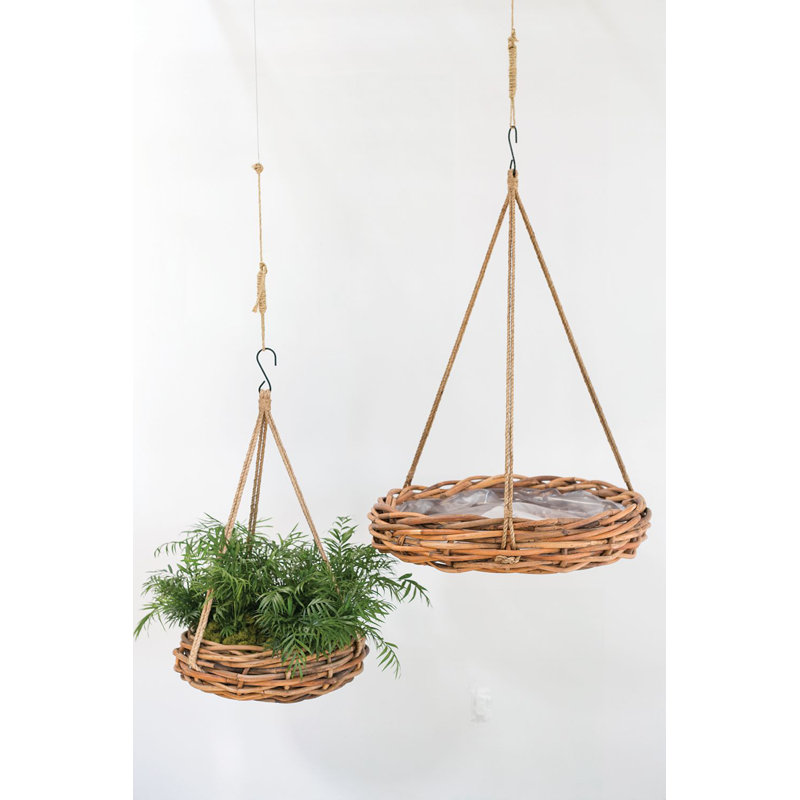 Abrihet Handmade Wood Hanging Planter, 6.75" H x 35" W x 35" D