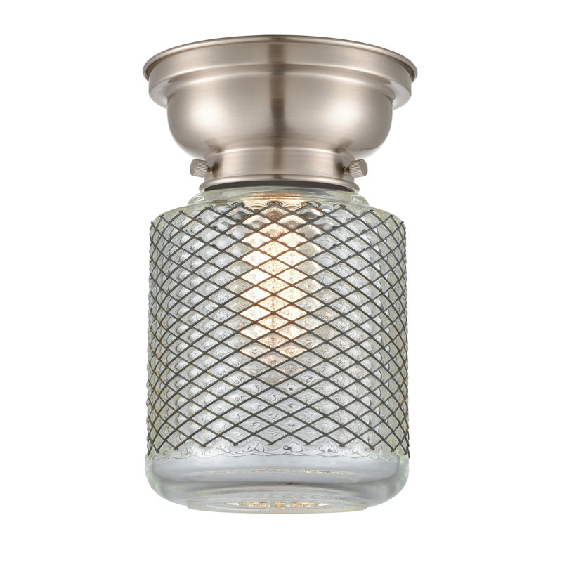 Iyana Glass Flush Mount, No Bulb Included, Brushed Satin Nickel