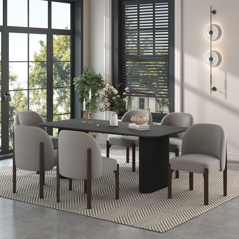 Ensemble de table à manger moderne avec chaises rembourrées 4/6, ensemble de cuisine de ferme pour petits espaces, dinging, cuisine