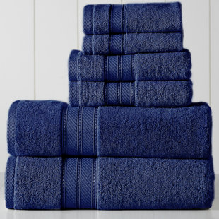 Superior Soho Collection 6 Piece 100% Cotton Bath Towel Set, Navy