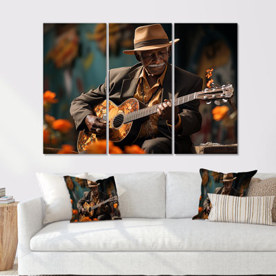 Orange Cuban Music Essence - Cuba Canvas Wall Art Set