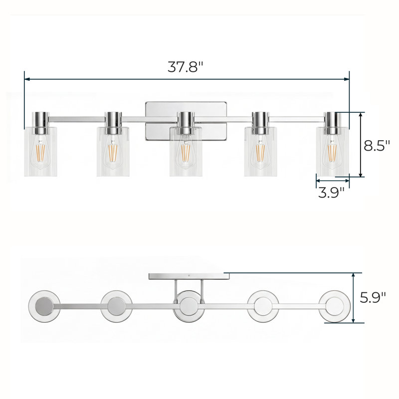 Chalise Vanity Light, 5 Lights, Brushed Nickel